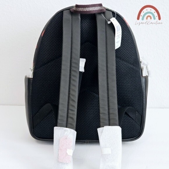 New! Coach Court Backpack Wild Strawberry Print Pebbled Leather Bag - Picture 7 of 15